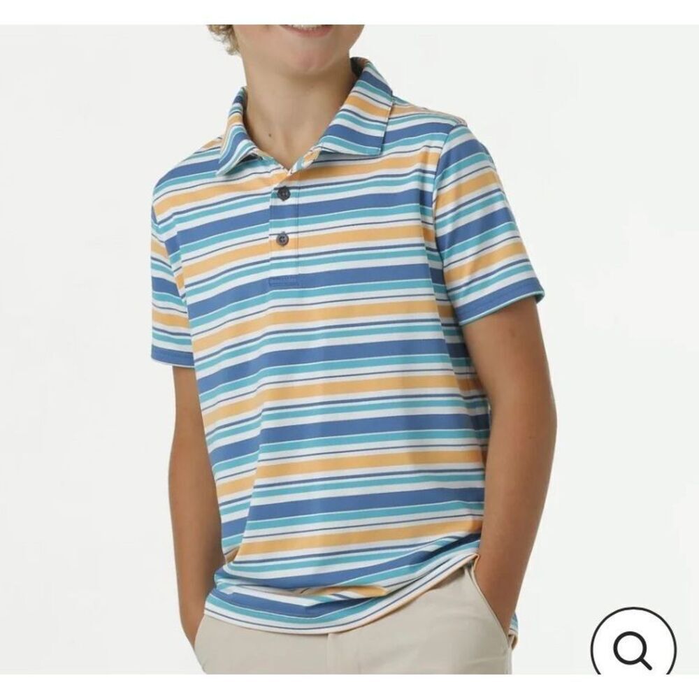 NWT GARB SS Golf/Polo Shirt Easton Orange/Blue Stripe -Size 5-6